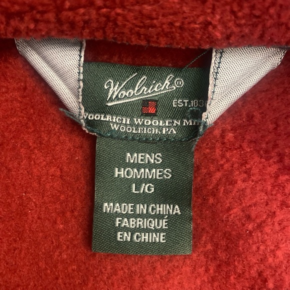 Woolrich Fleece Zip Up Maroon Vest Men’s Size Large 2 Pockets Waist Cord - Picture 2 of 9